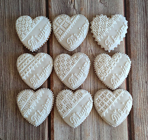 Dekorácie - Svadobné perníky - srdcia 7,5 cm  - 12154357_