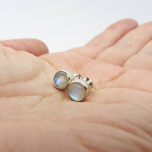 Náušnice - Jún: Svetielka / DreamyDay / Moonstone 6mm (Zlaté) - 12156240_