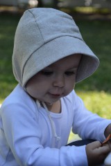 Detské čiapky - Baby čepiec 100% ľan-piesková - 12157694_
