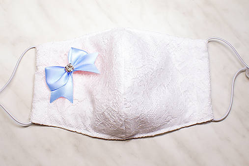 Saténova čipková rúška, spoločenské rúško, ochranná rúška, svadobné rúška 3 vrstvové rúška (Dospělé - Tyrkysová)