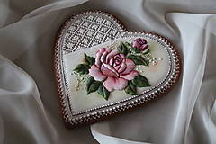Dekorácie - Srdce s ružou - 12160033_