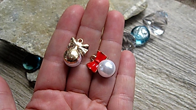 Komponenty - Prívesok perla s mašľou 15 x 19 cm, 1 ks - 12158731_