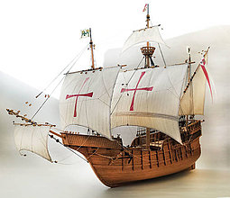 Dekorácie - Santa Maria drevený model lode - 12159714_