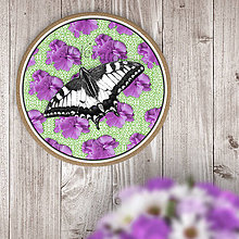 Dekorácie - Lúka s motýľom - grafika na potlač na koláč (fialové) - 12158878_
