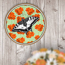 Dekorácie - Lúka s motýľom - grafika na potlač na koláč (ohnivé) - 12158883_