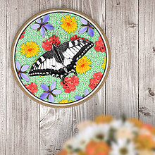Dekorácie - Lúka s motýľom - grafika na potlač na koláč (pestré) - 12158892_