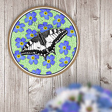 Dekorácie - Lúka s motýľom - grafika na potlač na koláč (nezábudky) - 12158896_