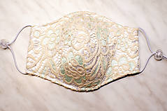 Saténova čipková rúška, spoločenské rúško, ochranná rúška, svadobné rúška 3 vrstvové rúška