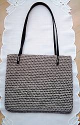 Kabelky - háčkovaná taška s koženými rúčkami - 12162135_