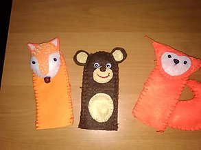 Hračky - Prstové bábky, maňušky- líška, medveď , veverička - 12163190_