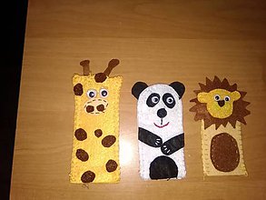 Hračky - Prstové bábky, maňušky- žirafka,medvedík panda, lev, žirafa - 12163209_