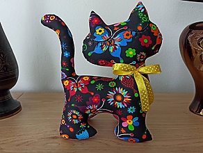 Hračky - Mačička mačka Lucka 3D veľká (Čierna s motýlikmi) - 12164024_