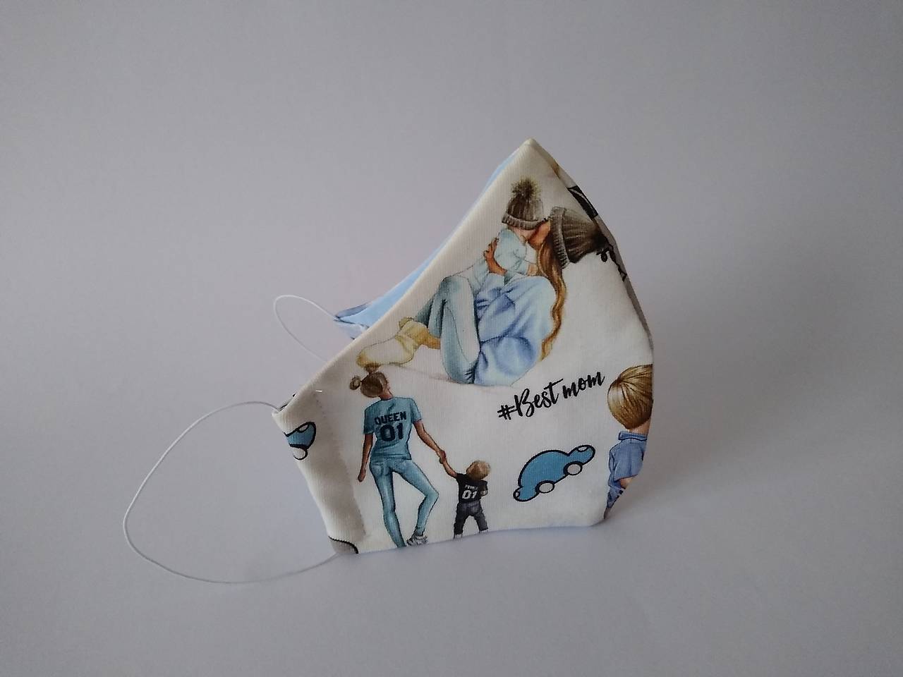 Dizajnové rúško mama - superhrdinka boy tvarované dvojvrstvové