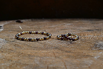 Sady šperkov - Sada náramok s prstienkami Granát - 12164973_