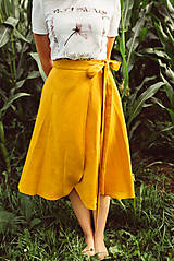 Sukne - Ľanová zavinovacia sukňa-LAURA - 12172570_