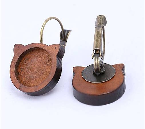 Komponenty - Drevené lôžko mačička 12 mm náušnice bronz 316, 1 pár ( 2 ks - 12173386_
