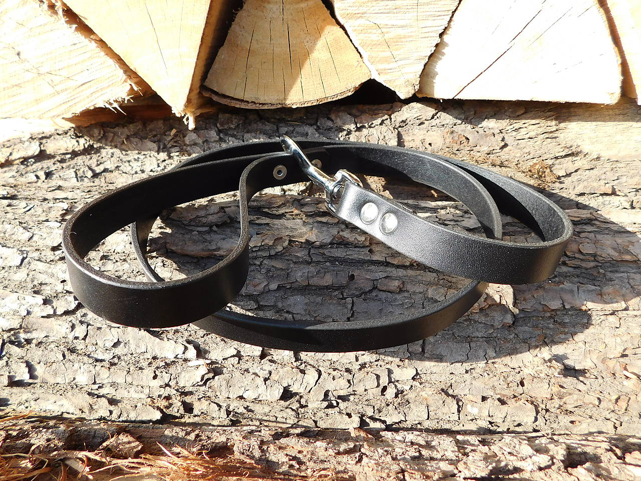 Kožené vodítko pre psa - čierne