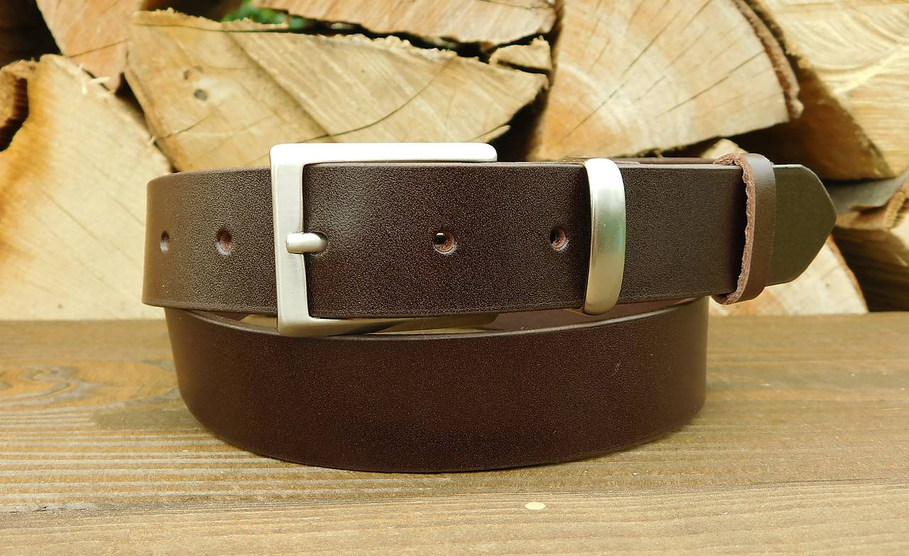 Kožený opasok 3 cm - Čoko
