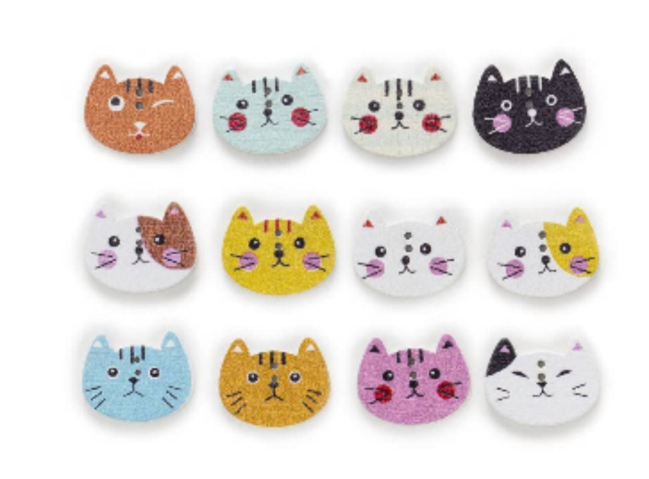 G104 Gombík drevený mačička 2 x 1,5 cm