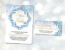 Papiernictvo - Svadobné oznámenie s modrými kvetinami, pozvánky zdarma - 12178885_