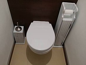 Úložné priestory & Organizácia - Drevený stojan na toaletný papier - DUB (SET SO STOJANOM NA KEFU - PÁSIKY) - 12180682_