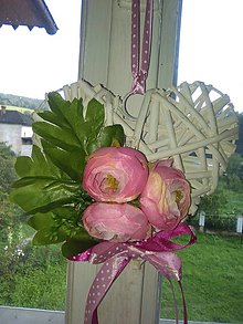 Dekorácie - Srdiečko - ružové pivonky - 12181123_