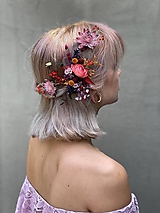 Ozdoby do vlasov - Kvetinová aplikácia/hrebienok "vanie jeseň po úbočí" - 12181663_