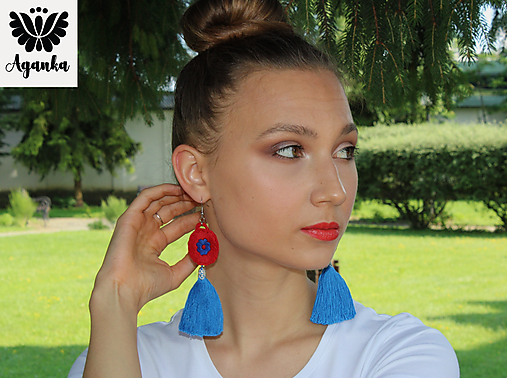 Náušnice - Ručne vyšívané náušnice - 12181450_