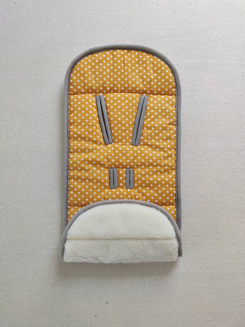Detský textil - VLNIENKA podložka do kočíka Jané Crosswalk 100 % merino top super wash proti poteniu na mieru Bodka horčicová - 12183722_