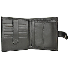 Pánske tašky - Luxusná kožená peňaženka so zapínaním v čiernej farbe - 12182625_