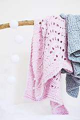 Detský textil - Vlnená pletená deka - ružová - 12186396_
