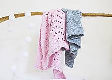 Detský textil - Vlnená pletená deka - ružová - 12186397_