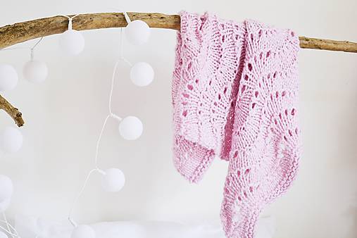 Vlnená pletená deka - ružová