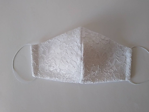 Rúška - Svadobné rúško biele čipkované trojvrstvové  tvarované - 12187676_