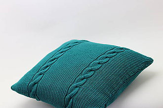 Úžitkový textil - Pletená obliečka na vankúš (kobaltová) - 12187934_