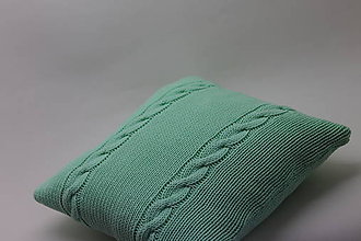 Úžitkový textil - Pletená obliečka na vankúš (bl. zelená) - 12187936_
