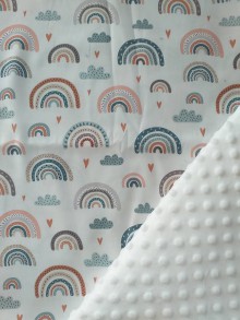 Detský textil - Minky deka "Dúha" - 100x70cm (Biela - letná verzia) - 12189620_