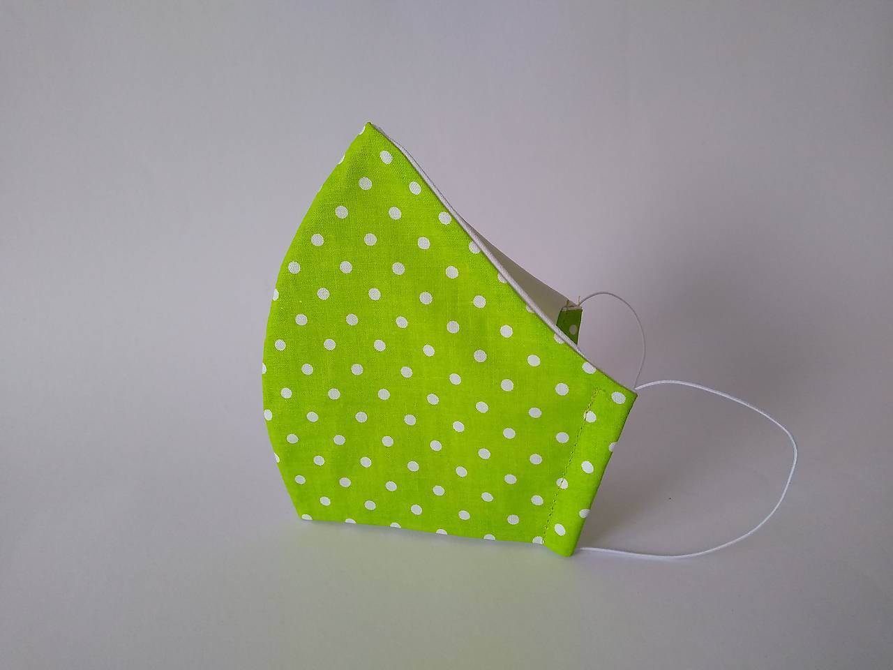 Dizajnové rúško bodka limetka malá tvarované dvojvrstvové