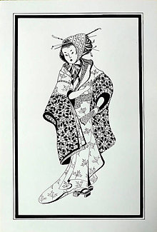 Kresby - Japonka v šatke - 12190513_