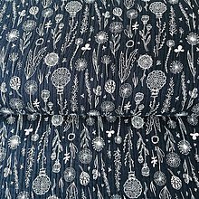Textil - dvojitý bavlnený mušelín Lúčne kvety, šírka 130 cm (tmavomodrá) - 12190744_