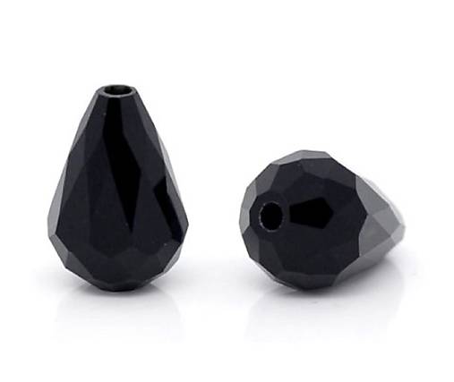 Korálky - Sklenená korálka brúsená slza, kvapka, 8 x 12 mm, 1 ks (čierna) - 12190350_