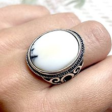 Prstene - Dendritic Opal Antique Silver Ring / Prsteň s dendritickým opálom - 12194211_