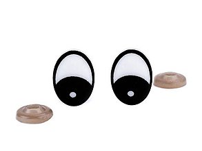 Galantéria - Bezpečnostné oči, 16x21 mm, bielo-čierne (cena za 1 pár) - 12194304_