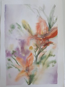 Obrazy - Akvarel originál Oranžové lilie - 12197456_