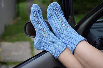 Ponožky, pančuchy, obuv - svetlo modré osmičkové (v.37-38) - 12197570_