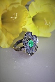 Prstene - prsteň strieborný "malachit" - 12199952_