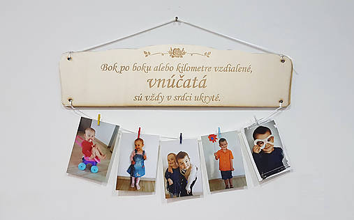 Drevená tabuľka bok po boku vnúčatá 55x15cm