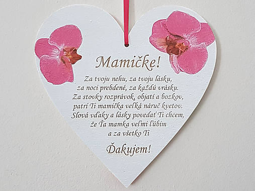 Poďakovanie mamičke-srdiečko orchidea