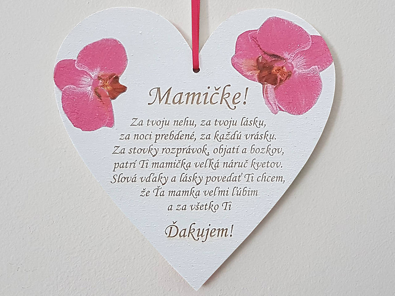 Poďakovanie mamičke-srdiečko orchidea