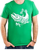Zelené bavlnené tričko "šťuka" - WH